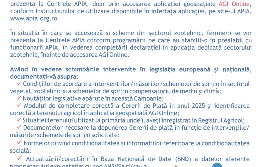 INSTRUCȚIUNI DE UTILIZARE A APLICAȚIEI INFORMATICE UTILIZATĂ DE FERMIERI – APIA 2025